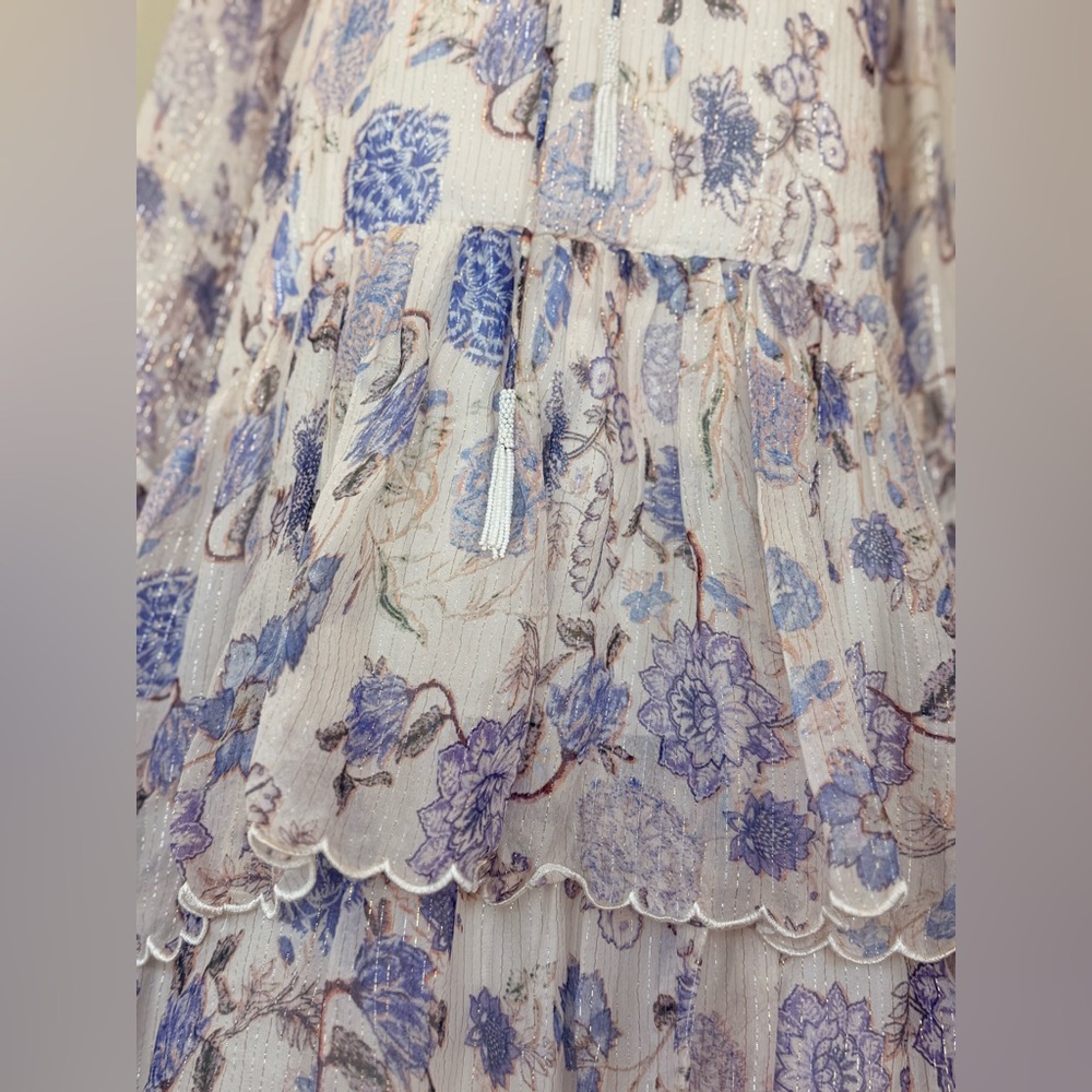 Floral Maxi Dress in Purple and Cream - Picture 6 of 15